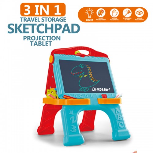 3 In 1 Drawing Projector Tablet Plastic Black Board Chalk White Board Erasable Painting Board Set Kids 